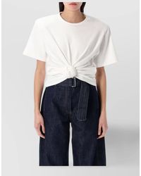 Magda Butrym - Ribbed Knot-Detail Short-Sleeve T-Shirt - Lyst