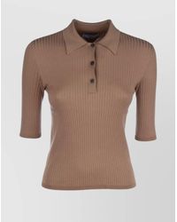 Prada - Knitwear Polo Collar Half Sleeves Ribbed Texture - Lyst
