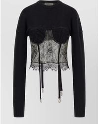 GIUSEPPE DI MORABITO - Lace Insert Long-Sleeve Knitted Top - Lyst