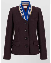 Dries Van Noten - Wool Ribbed V Neck Single Breasted Blazer - Lyst