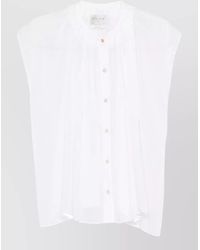 forte_forte - Cotton Silk Shirt Round Hem Pleats Sheer - Lyst