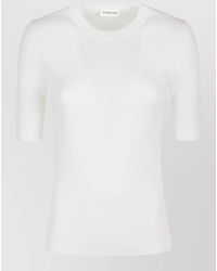 P.A.R.O.S.H. - Short Sleeve Crew Neck Rib Knit Top - Lyst