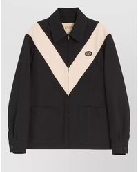 Valentino - Short Coat Contrast Panels Button Cuffs Pockets - Lyst