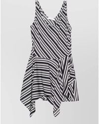 IRO - Striped Sleeveless V-Neck Asymmetric Mini Dress - Lyst
