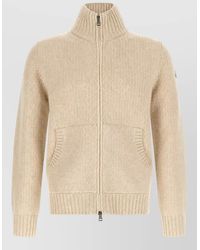 Moncler - Wool Cashmere Ribbed High Neck Cardigan - Lyst
