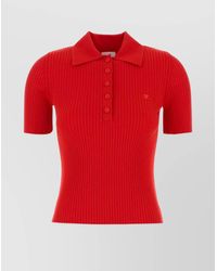 Courreges - Ribbed Short-Sleeve Polo Top - Lyst