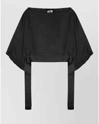 Alberta Ferretti - Mesh Knitted Poncho Sweater - Lyst