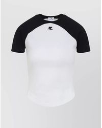 Courreges - Cotton Logo Print Short Sleeve T-Shirt - Lyst