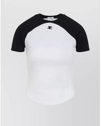 Courreges - Cotton Logo Print Short Sleeve T-Shirt - Lyst