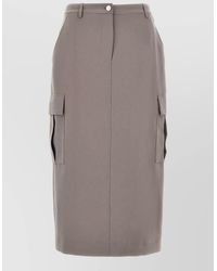 Theory - High Waist Cargo Midi Skirt Belt Loops - Lyst