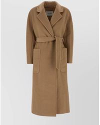 Max Mara - Wool Coat With Back Vent And Belted Waist - Lyst