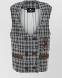 Etro - Wool Blend Oversized Houndstooth Vest - Lyst