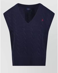 Ralph Lauren - Wool Cashmere Sleeveless Knitted Top - Lyst