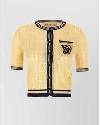 Valentino Garavani - Embroidered Cardigan With Chest Pocket And Short Sleeves - Lyst