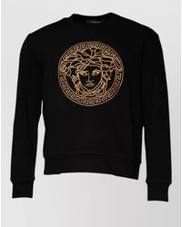 Versace - Cotton Medusa Embroidered Crew Neck Sweatshirt - Lyst