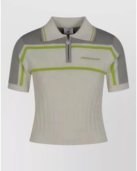 CASABLANCA - Striped Knit Zip Polo Shirt Contrast - Lyst