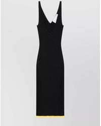 AZ FACTORY - Ribbed V-Neck Knee-Length Dress - Lyst