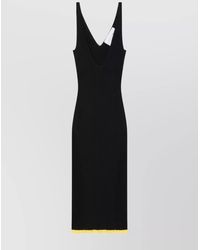 AZ FACTORY - Ribbed V-Neck Knee-Length Dress - Lyst