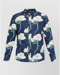 KENZO - Long Sleeve Silk Blend Floral Shirt Collar - Lyst
