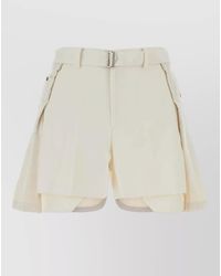 Sacai - Polyester Denim Shorts Belted Waist Pleats Pockets - Lyst