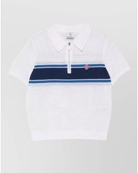 CASABLANCA - Mesh Striped Knit Polo Drawstring Top - Lyst