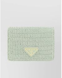 Prada - Raffia Shoulder Strap Card Holder - Lyst