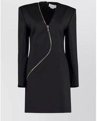 Genny - Wool-Blend V-Neck Dress - Lyst