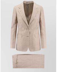 Tagliatore - Linen Blend Single-Breasted Blazer And Wide-Leg Trouser Suit - Lyst