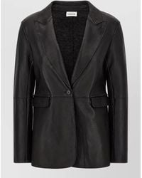 P.A.R.O.S.H. - Lamb Leather Single-Breasted Blazer - Lyst