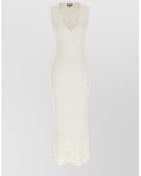 Ganni - Cotton Crochet Sleeveless V-Neck Knitted Maxi Dress - Lyst
