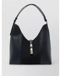 Furla - Goccia Medium Suede Panelled Leather Shoulder Bag - Lyst