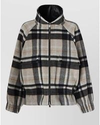Pinko - Wool Checkered High-Collar Single-Breasted Coat - Lyst