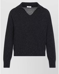 Peserico - Fine-Knit Lurex V-Neck Polo Sweater - Lyst