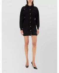 Moschino - Long Sleeve Slim Knit Rib Mini Dress - Lyst