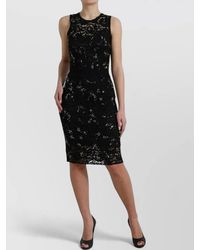 Dolce & Gabbana - Dolce Gabbana Floral Lace Crystal Embedded Dress - Lyst