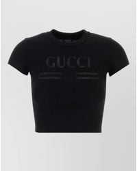 Gucci - Cotton Blend Cropped T Shirt Short Sleeves - Lyst