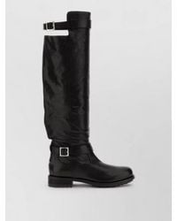 Jimmy Choo - Leather Biker Boots Buckle Knee High Lug - Lyst