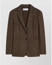 Max Mara - Notch Lapel Long Sleeve Coat With Pockets - Lyst