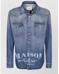 MM6 by Maison Margiela - Denim Logo Print Long Sleeve Overshirt - Lyst