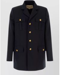 Valentino Garavani - Wool Blazer Structured Shoulders Flap Pockets - Lyst