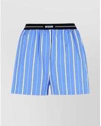 MSGM - Striped Cotton Knee-Length Shorts - Lyst
