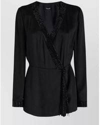 Giorgio Armani - Satin Double-Breasted Long Jacket - Lyst