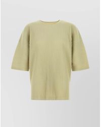 Homme Plissé Issey Miyake - Crew Neck Ribbed Texture Short Sleeves T-Shirt - Lyst