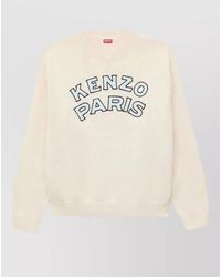KENZO - Wool And Cotton Logo-Embroidered Crew-Neck Sweater - Lyst