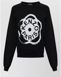 KENZO - Cotton Printed Crewneck Sweater - Lyst