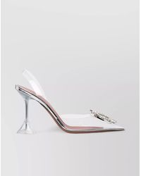 AMINA MUADDI - Sculpted Heel Slingback Pumps With Crystal Embellishment - Lyst