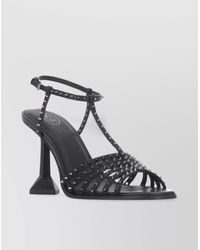 Ash - Studded Pyramid Heel Leather Sandals - Lyst