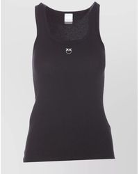 Pinko - Ribbed Cotton Sleeveless Tank Top - Lyst