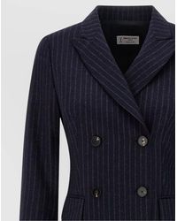 Alberto Biani - Pinstripe Double Breasted Coat - Lyst