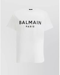 Balmain - Cotton T-Shirt With Ribbed Crew Neck - Lyst